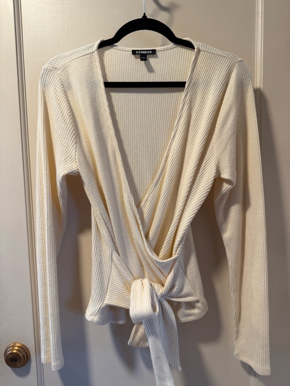 Express Black Logo Ribbed Knit Top